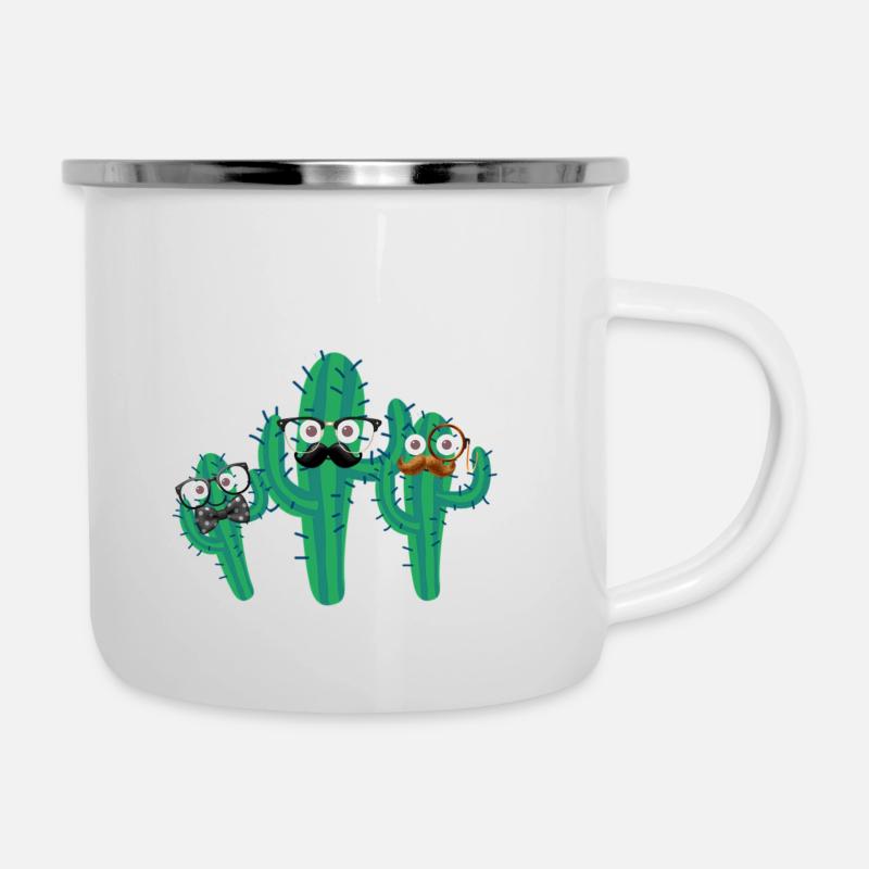 Cactus, cacti, nerds, nerdbrille, beard - Camper Mug - white