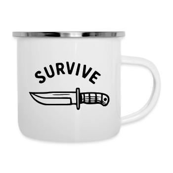 Survive - Couteau - Tasse émaillée - blanc - Droite