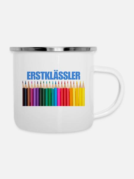 Erstklässler Buntstift Design - Emaille-Tasse - Weiß