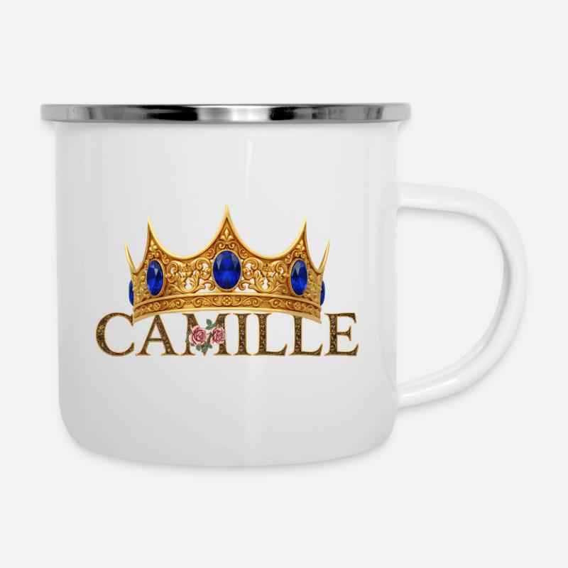 Couronne dorée Monogramme Camille - Tasse émaillée - blanc