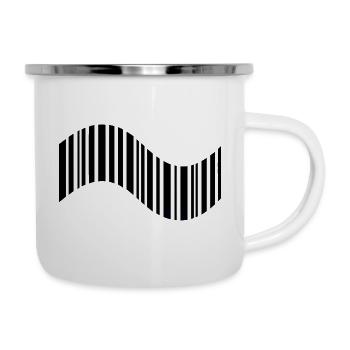 Code-barres en forme ondulée - Tasse émaillée - blanc - Droite