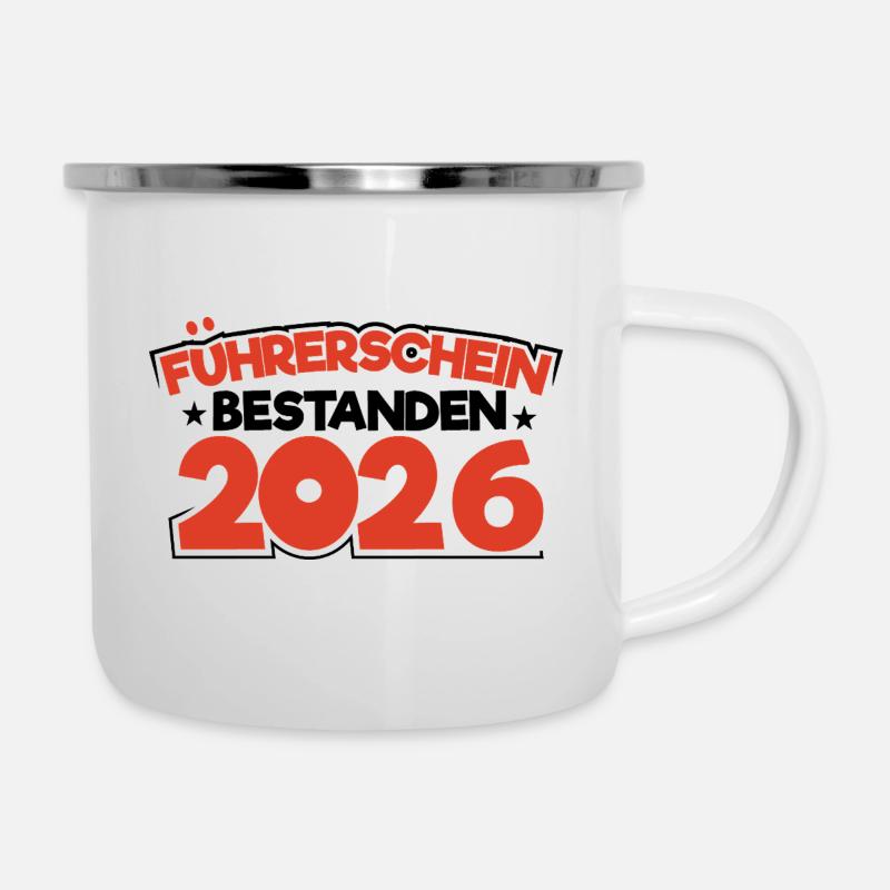 Test de conduire 2026 Test de permis de conduire - Tasse émaillée - blanc