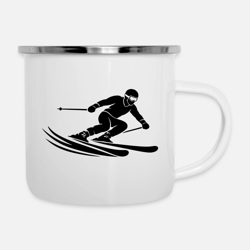 Ski Silhouette - Tasse émaillée - blanc