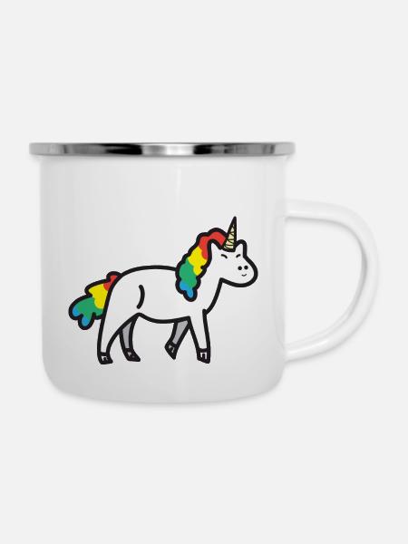 Unicorn - Emaille-Tasse - Weiß