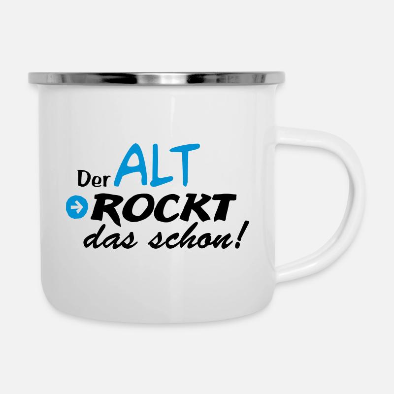 Der Alt rockt! - Emaille-Tasse - Weiß