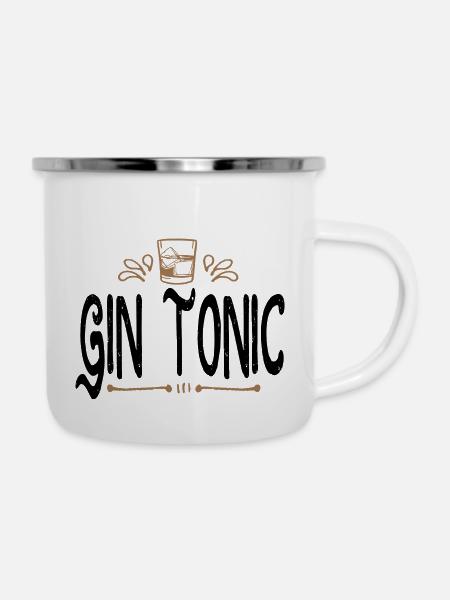 Gin Tonic - Emaille-Tasse - Weiß
