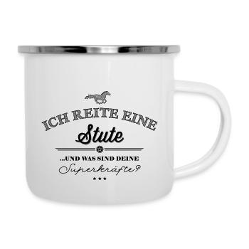 Superkräfte Stute - schwarze Edition - Emaille-Tasse - Weiß - Rechts