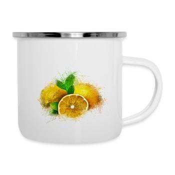 Zitrone - Emaille-Tasse - Weiß - Rechts