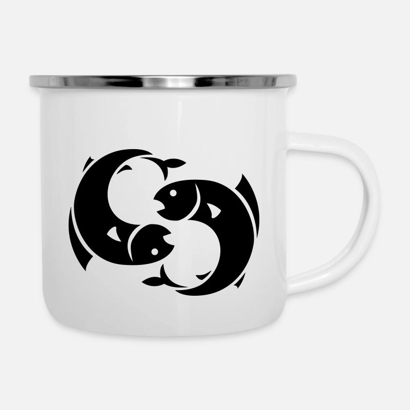 poisson - Tasse émaillée - blanc