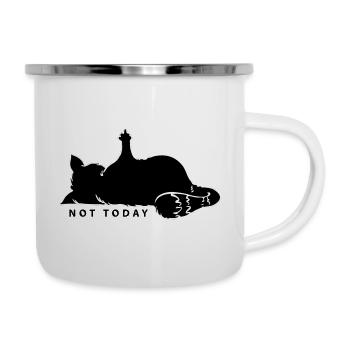 Katze Mittelfinger Not Today Nein Katzenliebe Nö - Emaille-Tasse - Weiß - Rechts