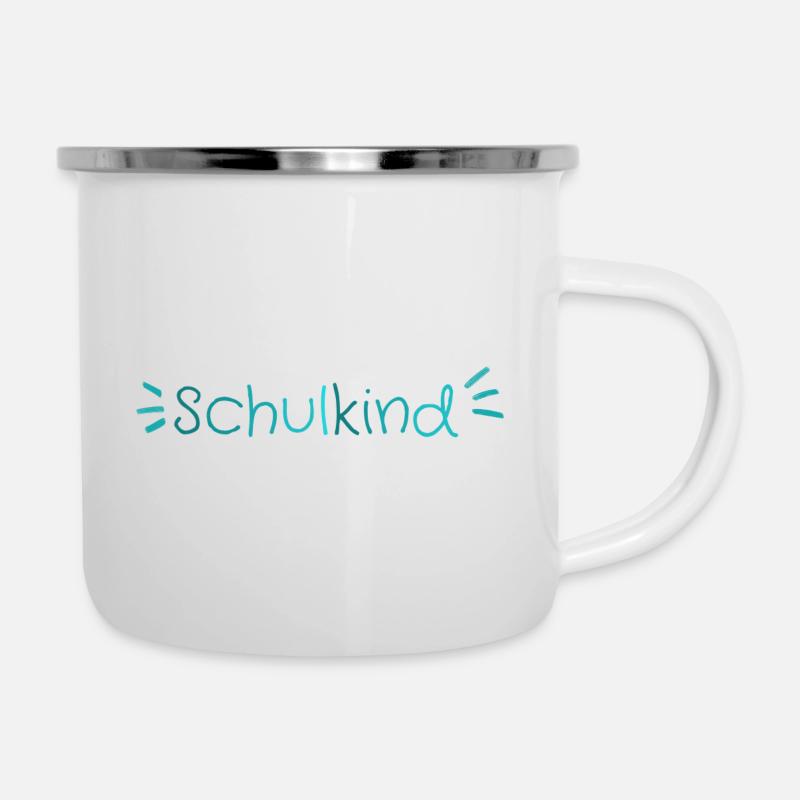 Schulkind - Emaille-Tasse - Weiß