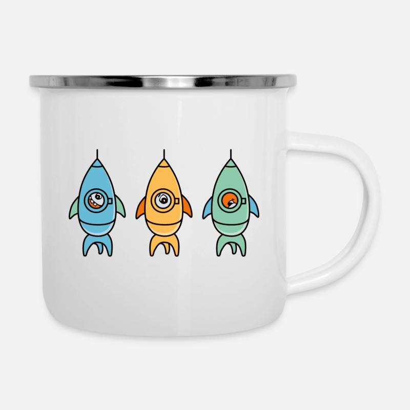 3_RAKETEN - Emaille-Tasse - Weiß