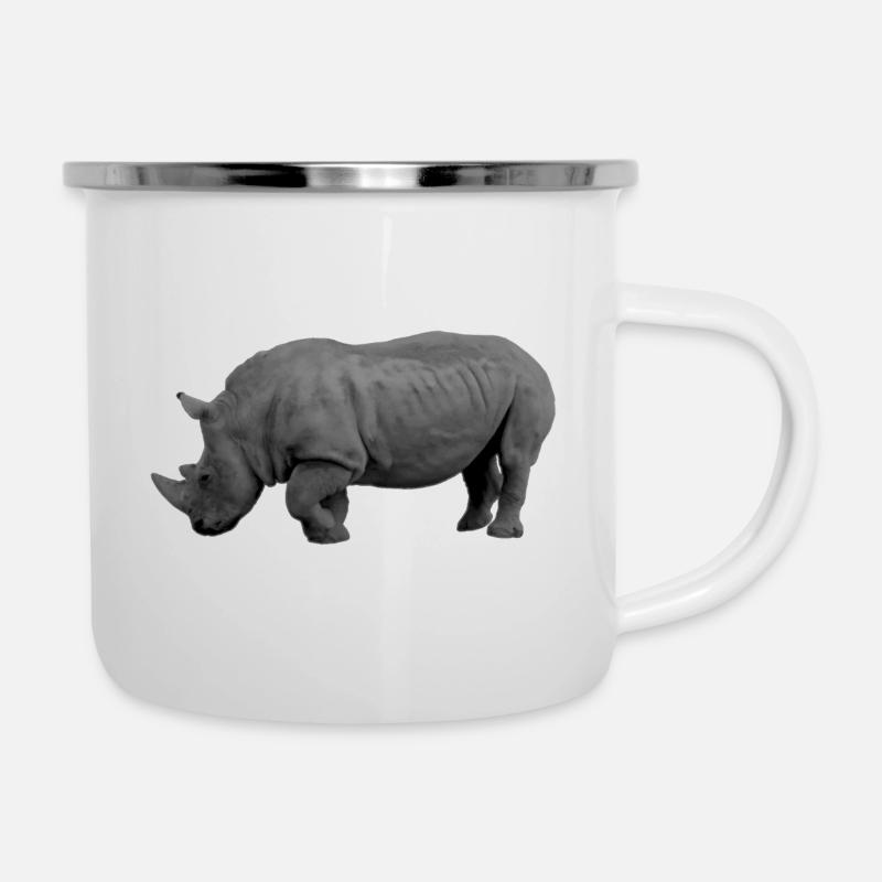 Nashorn - Emaille-Tasse - Weiß