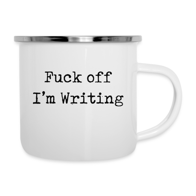 Fuck off I'm writing - Schreibmaschine - schwarz - Emaille-Tasse