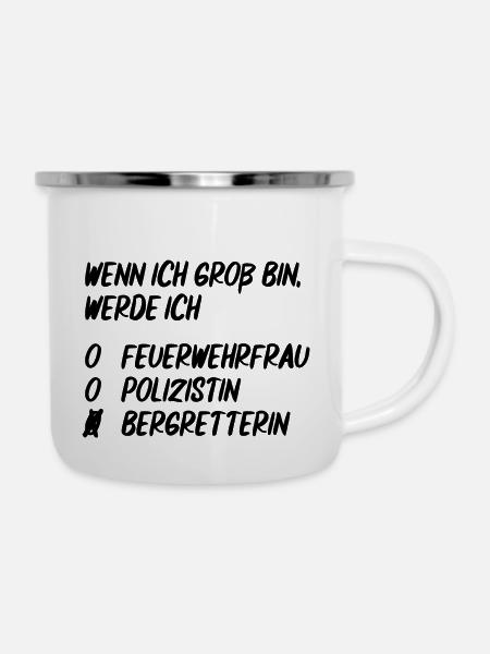 Ich werde Bergretterin - Emaille-Tasse - Weiß