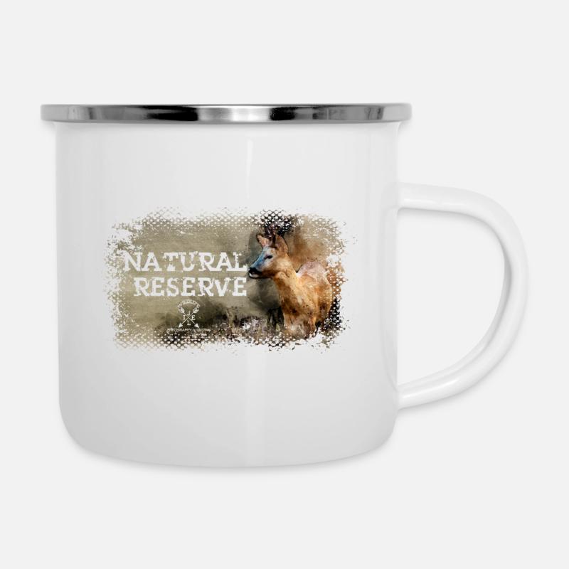 Série "RESERVE NATURELLE" - Chevreuil - Tasse émaillée - blanc