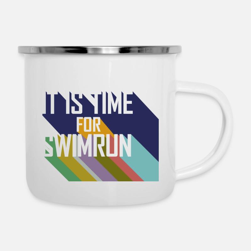 Il est temps pour swimrun rétro - Tasse émaillée - blanc