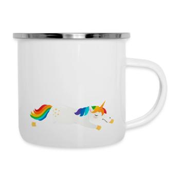 Supermutti Super Müde Einhorn Mama Mutter Spruch - Emaille-Tasse - Weiß - Rechts