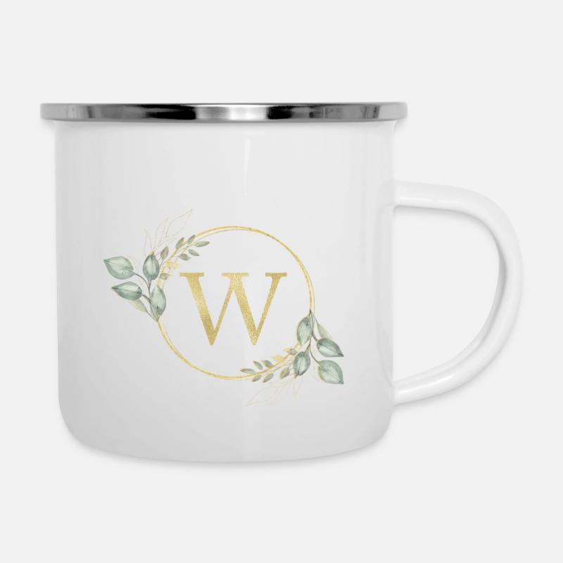 Monogramme personnalisable W - Tasse émaillée - blanc
