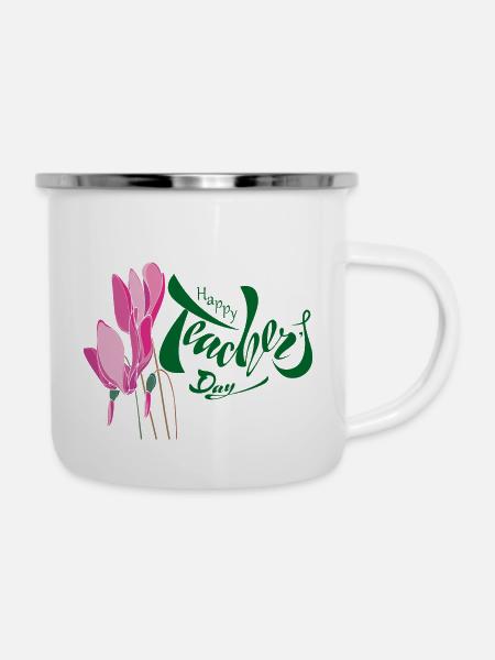 Happy Teachers Day, Schule - Emaille-Tasse - Weiß