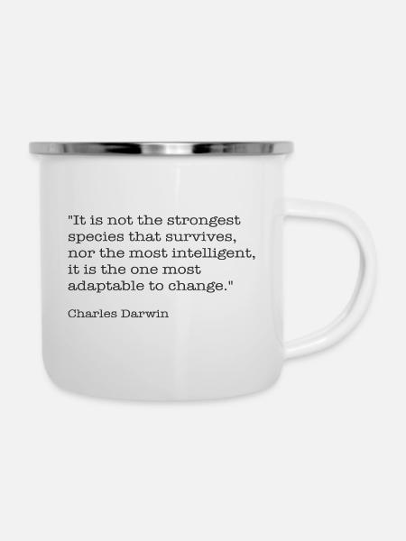 Charles Darwin - Emaille-Tasse - Weiß