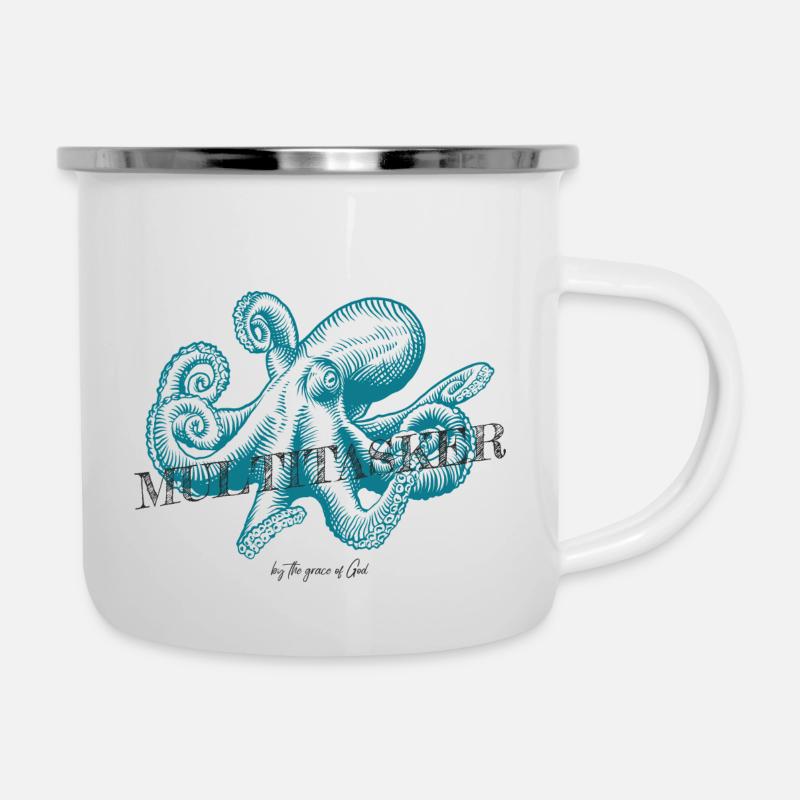 Octopus - Emaille-Tasse - Weiß