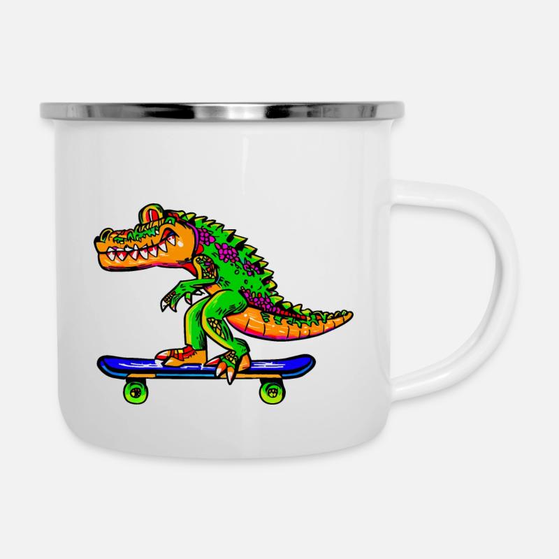 Skate-Gator - cool crocodile on skaboard - Camper Mug - white