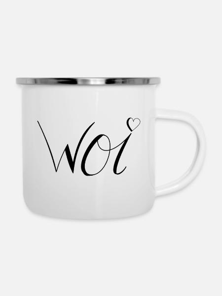 Woi Wein - Emaille-Tasse - Weiß