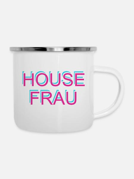 House Frau - Emaille-Tasse - Weiß