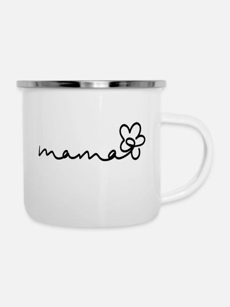 Mama Blümchen - Emaille-Tasse - Weiß