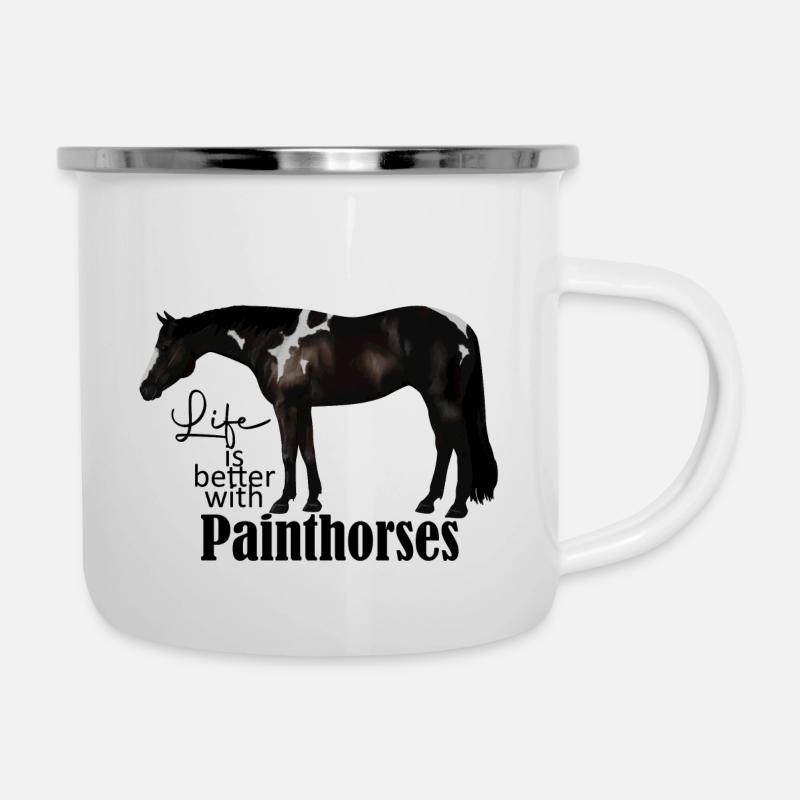 Painthorses Sticker Rappschecke - Emaille-Tasse - Weiß