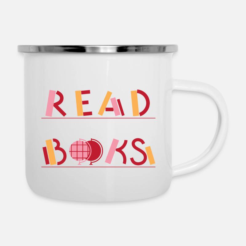 Lest Bücher - Emaille-Tasse - Weiß