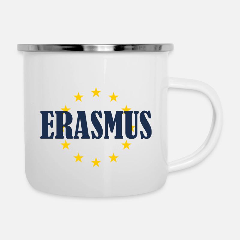 Erasmus Design avec EU Stars - Tasse émaillée - blanc