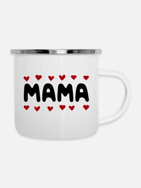 Mama - Emaille-Tasse - Weiß