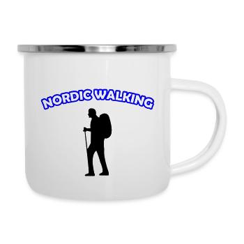 walking nordic - Emaille-Tasse - Weiß - Rechts