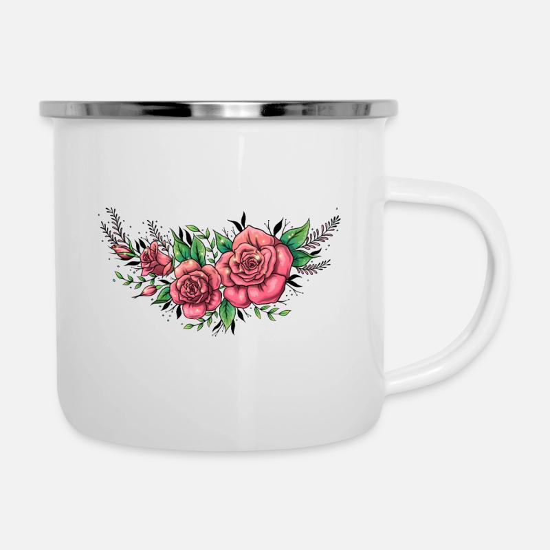 Fleurs mignonnes - Tasse émaillée - blanc