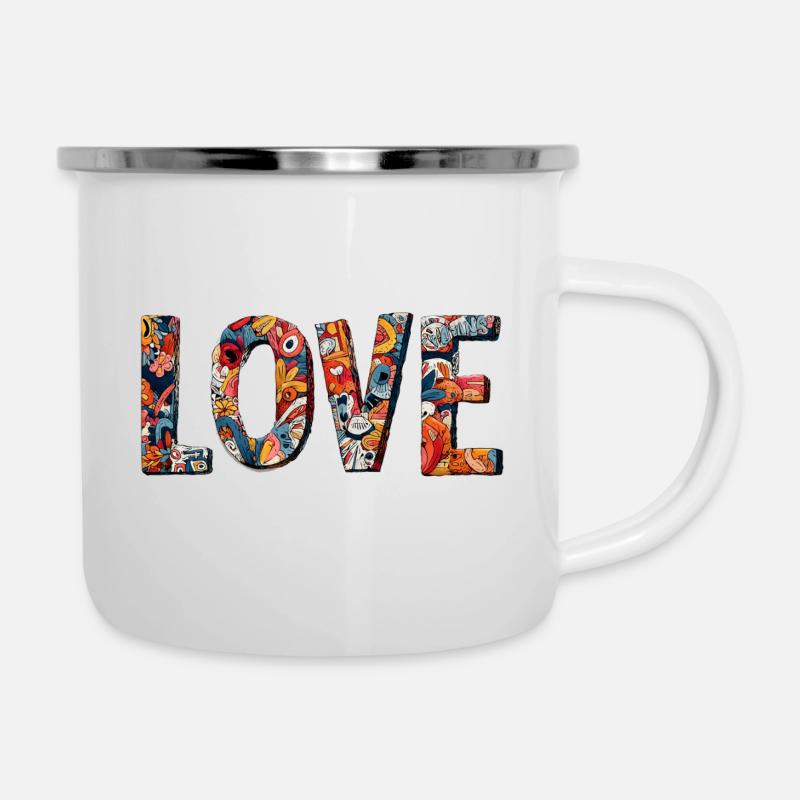 Conception créative de graffitis LOVE - Tasse émaillée - blanc