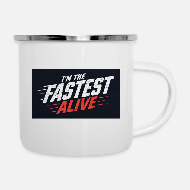 Ich bin der schnellste Mann der Welt - Emaille-Tasse - Weiß