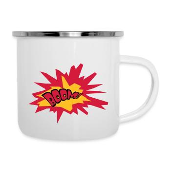 boom text fire flame hot tnt dynamite explode - Camper Mug - white - Right
