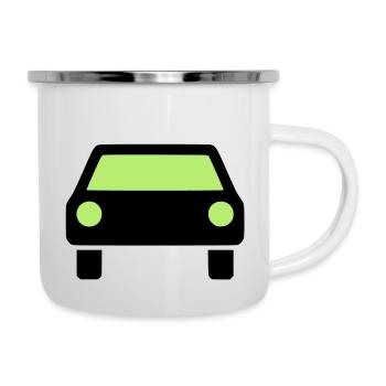 Auto Symbol - Emaille-Tasse - Weiß - Rechts