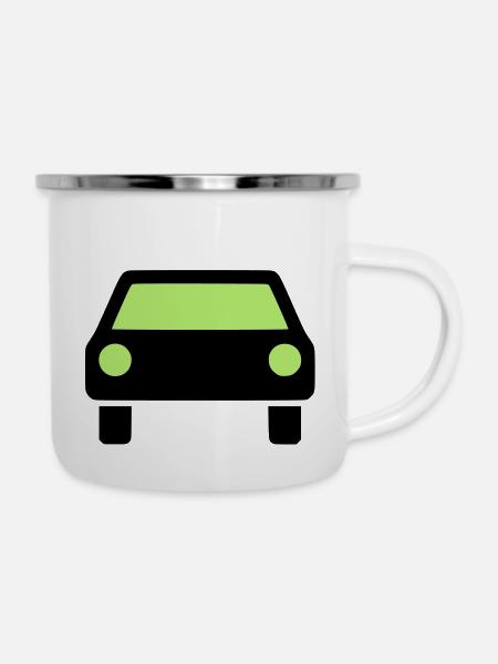 Auto Symbol - Emaille-Tasse - Weiß