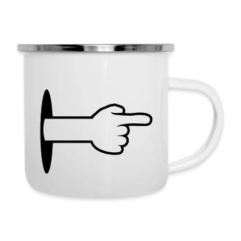 hole wall floor arm hand cartoon cartoon pointing show - Camper Mug - white - Right