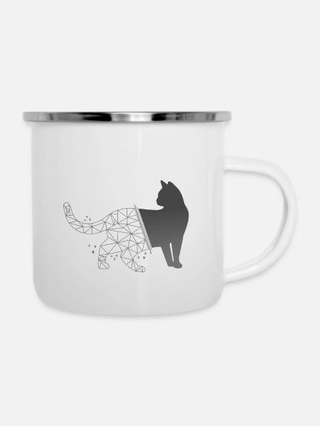 Cat - Emaille-Tasse - Weiß