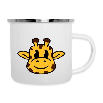 Lustige coole glückliche Giraffe Kopf Gesicht Tier - Emaille-Tasse - Weiß - Rechts