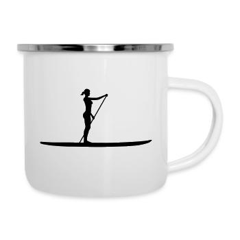 Stand Up Paddling - Emaille-Tasse - Weiß - Rechts