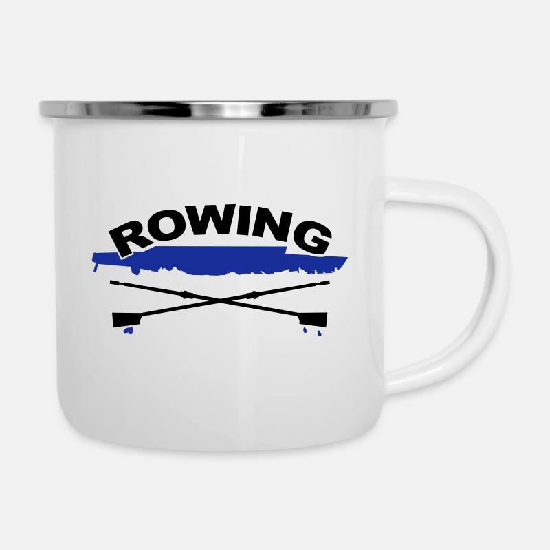 Rudern, Rowing - Emaille-Tasse - Weiß