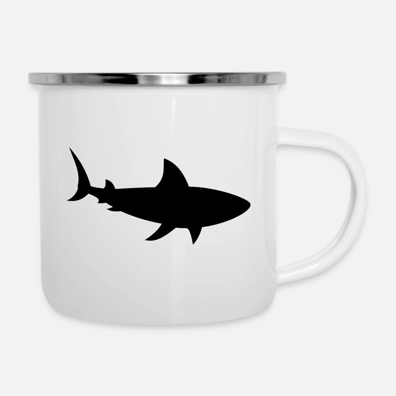 SHARK - Emaille-Tasse - Weiß