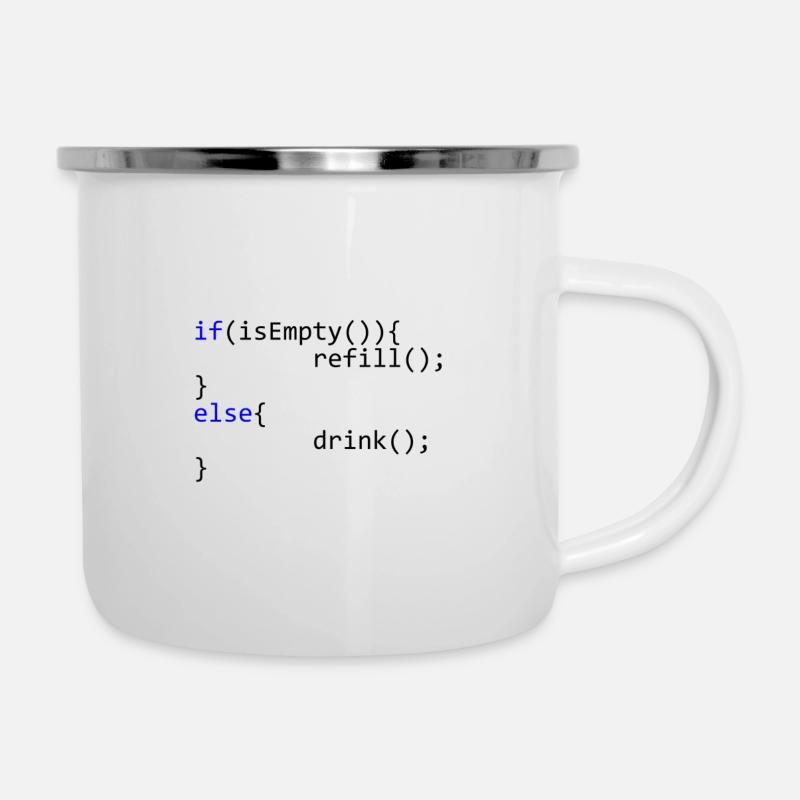 Empty? Refill! - Coding - Emaille-Tasse - Weiß