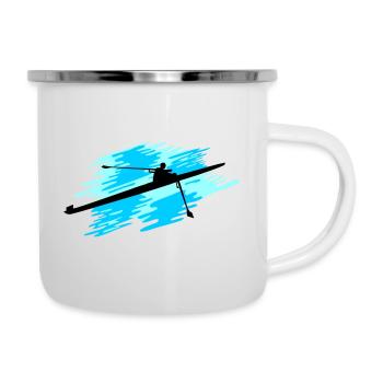 Rudern 1er, Einer Rudern Mann - Emaille-Tasse - Weiß - Rechts