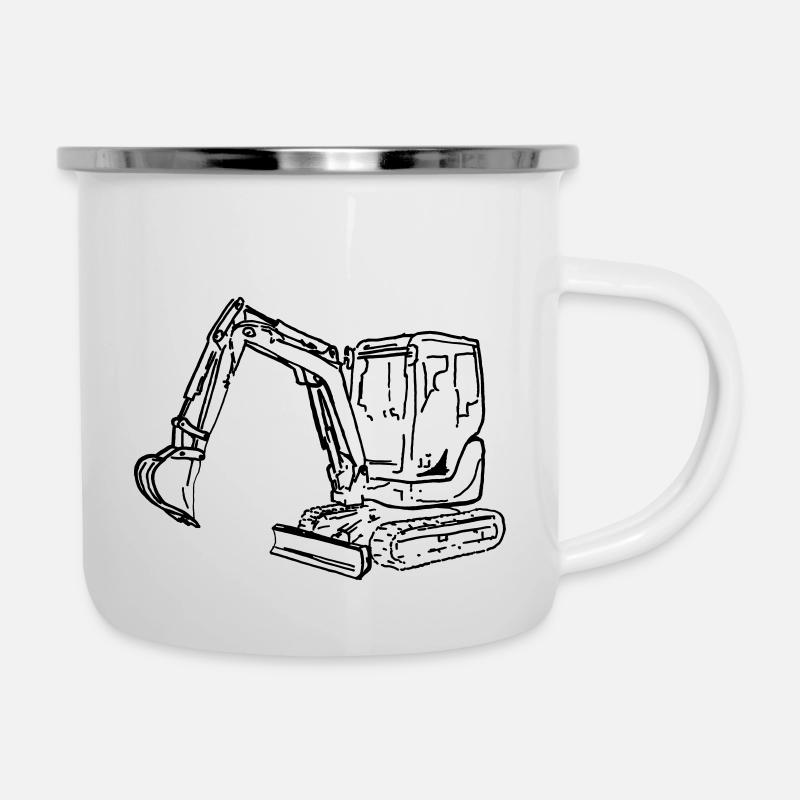 MINIBAGGER - Emaille-Tasse - Weiß